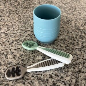 NumNum Silicone Training Cup with Two Baby Self-Feeding Spoons